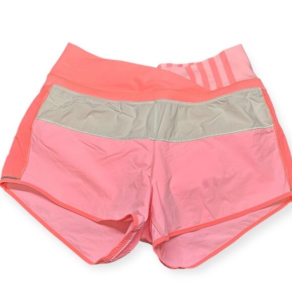 LULULEMON Women’s Bleached Coral Dune Pop Orange Reflective Run: Pace Short Size - Picture 2 of 6